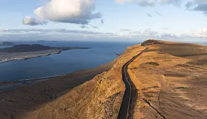 Evening Light Coastal View Prints: Road on cliffs in evening light