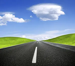 Long Distance Traffic Prints: Road and cloudy sky