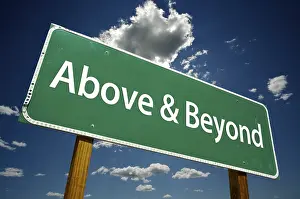 Dramatic Cloudy Sky Image Prints: Above and beyond road sign with dramatic clouds and sky