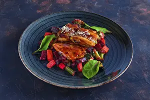 Weight Loss Meals Prints: Roasted pike served with beetroot