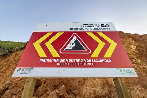 Rockfall Warning Sign Prints: ROCKFALL UNSTABLE CLIFFS