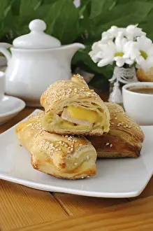 Savory Breakfast Dish Prints: Roll out puff pastry with ham and cheese