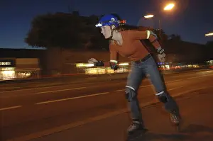 Leisure Time Hobby Prints: Rollerblader with lighting at dusk