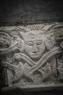 Framed Print : Romanesque Capital with Devil Print, 10th century Spain Framed Print : Romanesque Capital with Devil Print, 10th century Spain