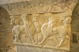 Western Europe Sacral Building Prints: Detail of a Romanesque column of the gallery