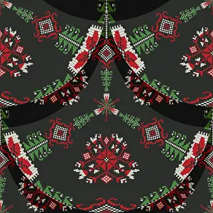 Seamless Pattern Vector Art Prints: Romanian embroidery seamless pattern vector design