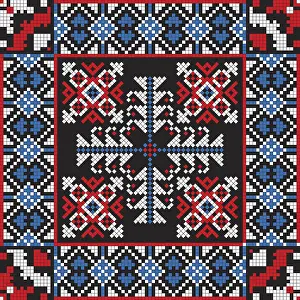 Romanian Embroidery Pattern Prints: Romanian vector pattern inspired from traditional embroidery