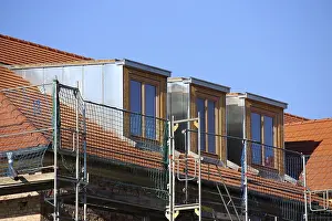 Residential Building Work Prints: Roofer working on a new dormer window