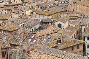 Uninhabited Historic District Prints: Above the rooftops in the historic centre of Siena