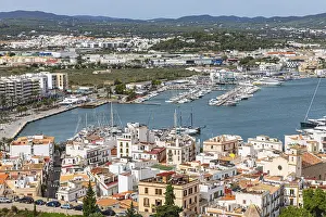 Mediterranean Sea Harbor Prints: Above the rooftops of the old town of Eivissa
