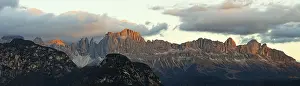 South Tyrol Italy Prints: Rosengarten mountain range at sunset