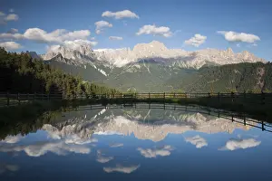 Natural Preserve Dolomites Prints: Rosengarten, reflection in a lake