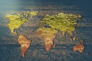 Studio Shot Image Prints: Roughly outlined world map with white background