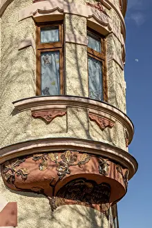 Residential Building Design Prints: Round bay window on a residential building