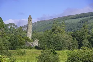 Europe Mountainous Landscape Photography Prints: Round tower surrounded by forest