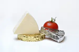 Processed Cheese Prints: Round and triangular processed cheese with tomato