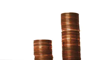 Euro Coin Stack Prints: Rows of euro coins, stack of money