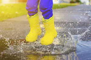 Rubber Boots Prints: My rubber-booted feet are Bouncing in a puddle