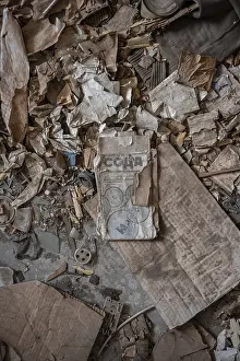 Mountainous Massif Landscape Prints: Rubbish and old instructions in Cyrillic script