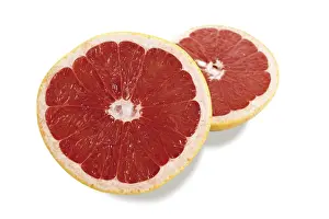 Close Up Citrus Fruit Prints: Ruby Red Grapefruit (Citrus), slices