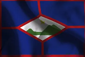 Uninhabited Island Flags Prints: A ruffled fabric flag of Sint Eustatius