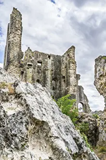 Prints of Ruins of Corfe Castle, Wareham, Dorset, England, United Kingdom Wareham Prints: Ruins of Corfe Castle, Dorset England Print