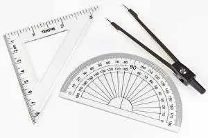 Measuring Instrument Detail Prints: Ruler, goniometer, compasses