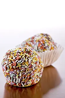 Studio Shot Confectionery Prints: Two rum truffle balls
