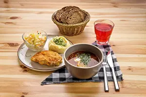 Mashed Potato Recipe Prints: Rustic dinner, chicken fillet in breading