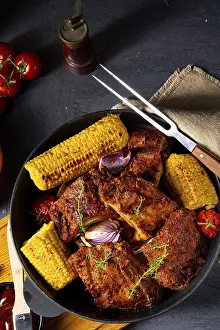 Roasted Meat Dish Prints: Rustic replacement ribs from the oven