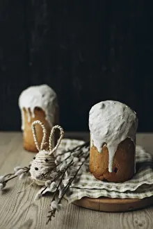 Rustic Table Setting Ideas Prints: A rustic setup featuring two Kulich