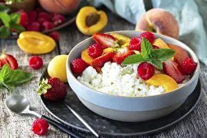 Dairy Products Nutrition Prints: Rustic summer breakfast or dessert