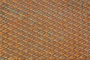 Metal Texture Background Prints: Rusty iron plate with pattern as background