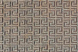 Metal Texture Background Prints: Rusty iron plate with pattern as background