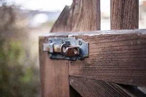 Images Dated 10th December 2024: Rusty Garden Gate Locking Bolt Print