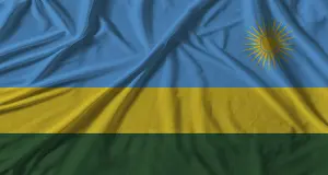 Related Prints: Rwanda Flag Print with Fabric Texture Background