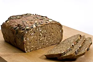 Studio Shot Of Bread Loaf Prints: Rye bread with pumpkin seeds