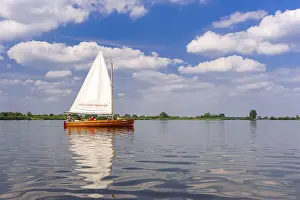 Oldenburger Munsterland Landscape Prints: Sailing boat on the river Dummer