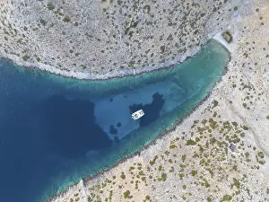 Sailing Catamaran Greece Prints: Sailing catamaran from obel Levitha