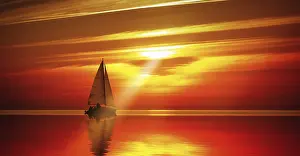Orange Atmospheric Light Prints: Sailing to the sunset