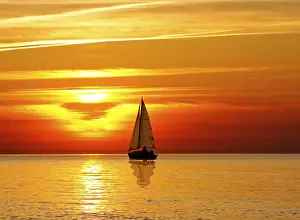 Recreational Sailing Activity Prints: Sailing at sunset
