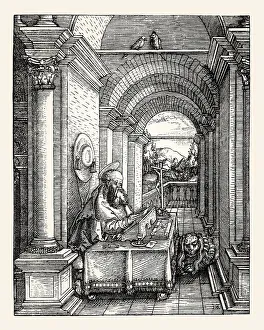 Saint Jerome Study Prints: Saint Jerome in His Study by Hans Springinklee