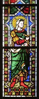 Prints of Saint Michael the Archangel, stained glass window in the Basilica di Santa Croce (Basilica of the Holy Cross) - famous Franciscan church in Florence, Italy Neo-Gothic Architecture Prints: Saint Michael the Archangel Print, Basilica di Santa Croce