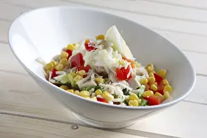 Fresh Greens Prints: Salad with corn, egg, pepper, cheese
