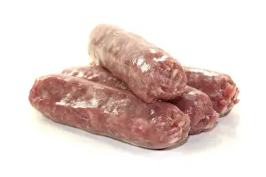 Meat Products Prints: Salsiccia on a stack against a light-coloured background
