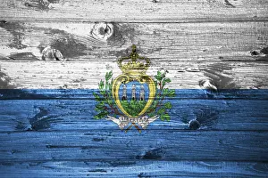 Prints of San Marino flag on wooden planks background wood flag San Marino Prints: San Marino Flag Print on Wooden Planks Background