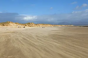 Northern Europe Coastlines Prints: Sand blowing over beach, clouds