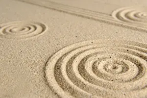 Full Frame Images Prints: Sand texture, patterns drawn in sand
