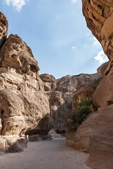 Reddish Sandstone Rock Formation Prints: Sandstone cliffs in the Siq Gorge
