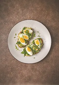 Wholemeal Bread Recipes Prints: Sandwich with mashed avocado, boiled egg